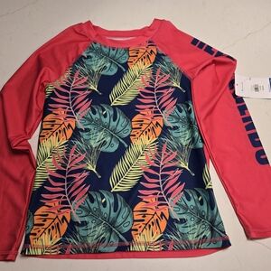 Kids Swim Tropical Print Rash Guard